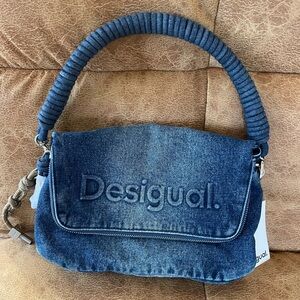 Desigual Denim Shoulder Bag in Dark Blue with Wrapped Handle